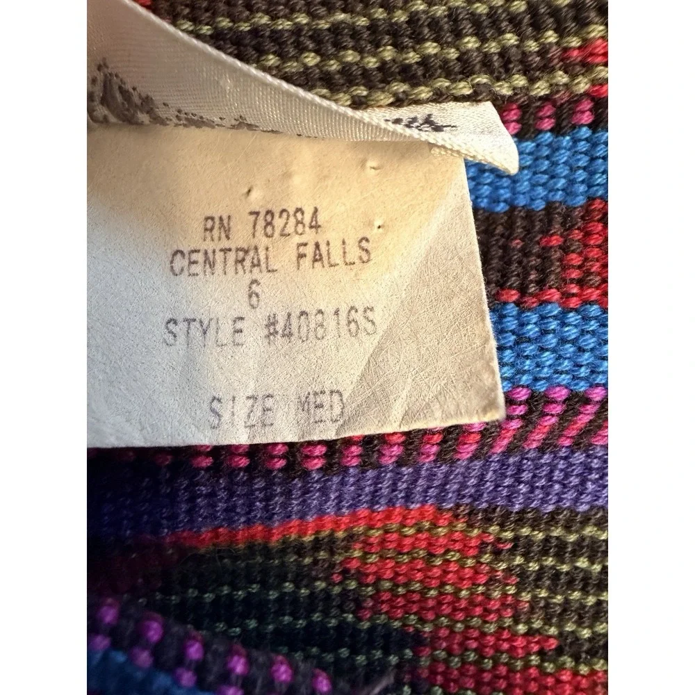 Vintage Neiman Marcus Size 6 Med Cotton Leather Aztec Wrap Skirt Boho USA Made